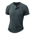 thumbnail image 2 of zfhfof Men's Henley Shirts Short Sleeve Basic Tops Fashion Casual Summer Solid Button T Shirts, 2 of 5