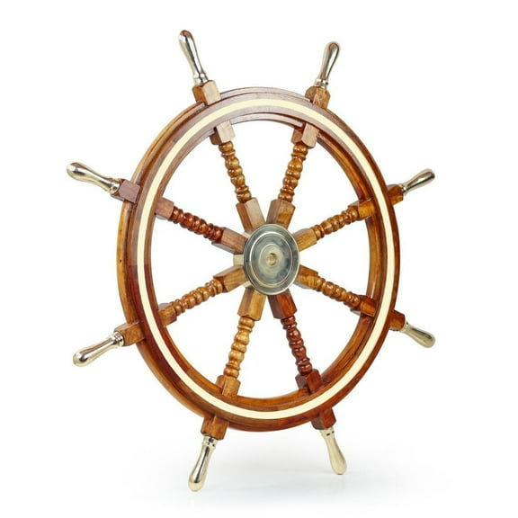 Wooden Nautical Ship Wheel Pirate Rustic Captain Wall Home Décor Nautical Style Captain Boat Wheel | Pirate Décor | Wall Hanging