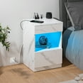 Hommpa Open Shelf LED Nightstand with Charging Station 2 Drawers