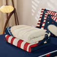 thumbnail image 6 of Manfei Vintage Heart Striped Zipper Twin Comforter Sets with Fitted Sheet and 2 Pillowcases,Classic American Flag Zipper Bedding Set,Red White Blue,Navy Blue Reversible,4pcs, 6 of 8