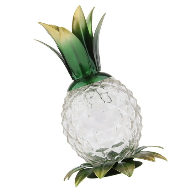 Lámpara de mesa decorativa de cristal con luz LED en forma de piña con energía solar Blanco