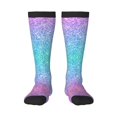 thumbnail image 2 of Lsque Multicolor Glitter Printed Crew Socks Men's Women's LightWeight Thin Casual Calf Socks ,Knee High Socks,Cotton Socks, 2 of 9