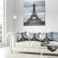 thumbnail image 3 of Designart Grayscale Paris Eiffel Tower - Cityscape Photography Throw Pillow - 18x18, 3 of 5