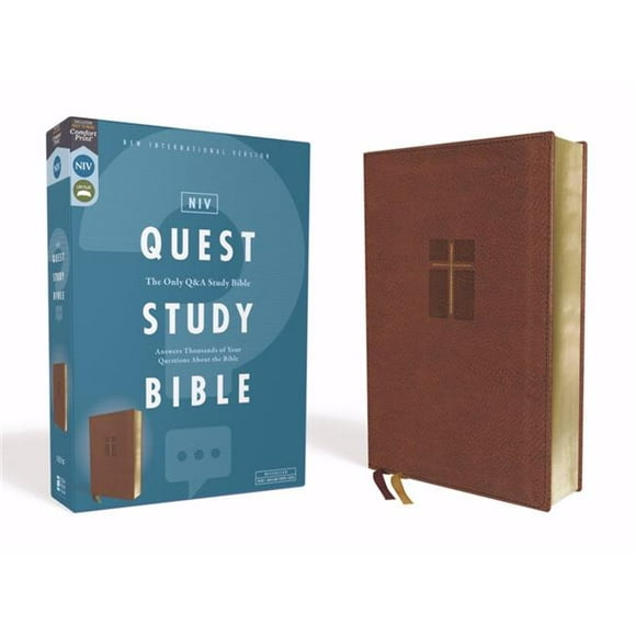 Zondervan 136211 NIV Quest Study Bible - Print&44; Cuir Brun Souple