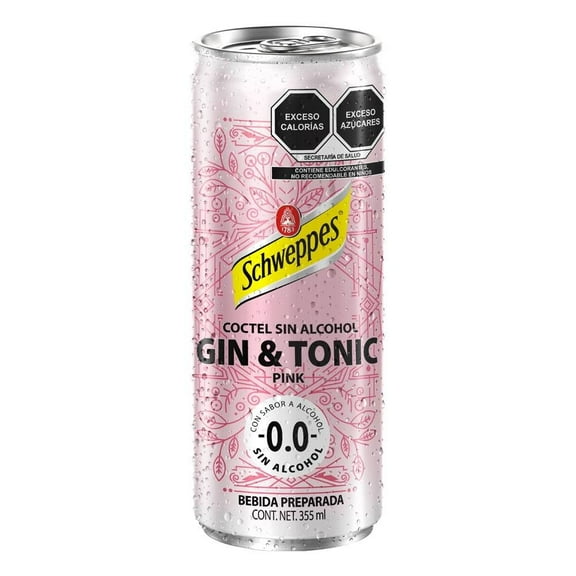 Bebida preparada Schweppes Mocktails gin & tonic pink 355 ml