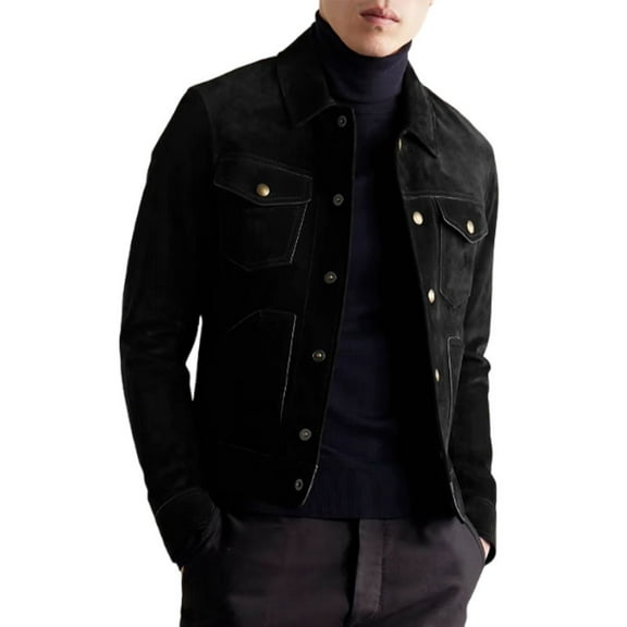 Biker Fashion Stylish Black 100% Genuine Suede Leather Lightweight Soft Satin lining with comforatble to carry Jackets for Men - XS Size