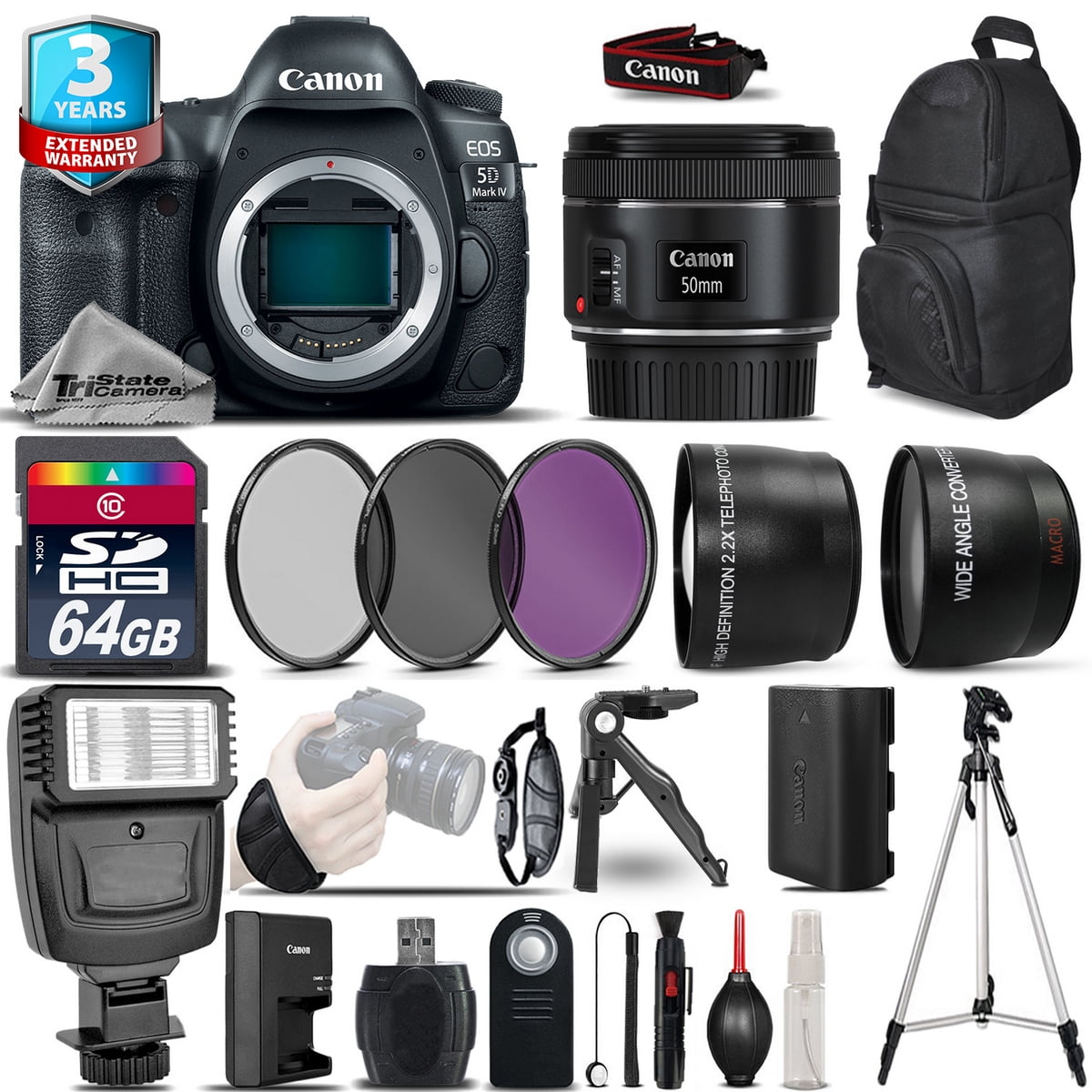Canon EOS 5D Mark IV Camera + 50mm STM + 2yr Warranty -Ultimate Saving Bundle (International Version)