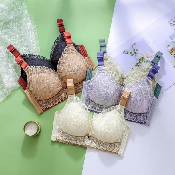 nsendm Female Underwear Adult Pack of Bras for Women Underwear for Women  Push Up Adjustable Bra Tube Top Sagging Breast Plus Size No Wire(Black, 40D)  
