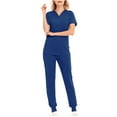 thumbnail image 2 of The Big Save of The Day kttectoa Caregiver Outfits with Pockets Summer Outfits Solid V-Neck Short Sleeve Elastic Waist Pants Two Piece Sets for Women Valentines Day, 2 of 3
