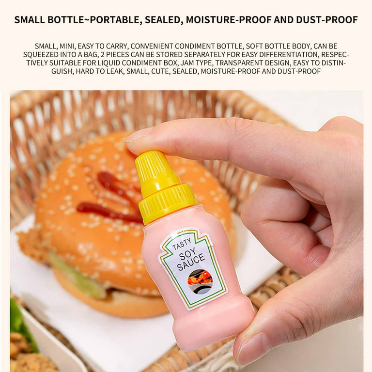 Mini Condiment Squeeze Bottles - Portable Plastic Sauce Containers
