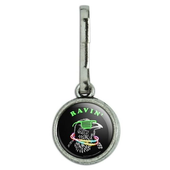 Ravin' Rave Raven Funny Humor Antiqued Charm Clothes Purse Suitcase Backpack Zipper Pull Aid
