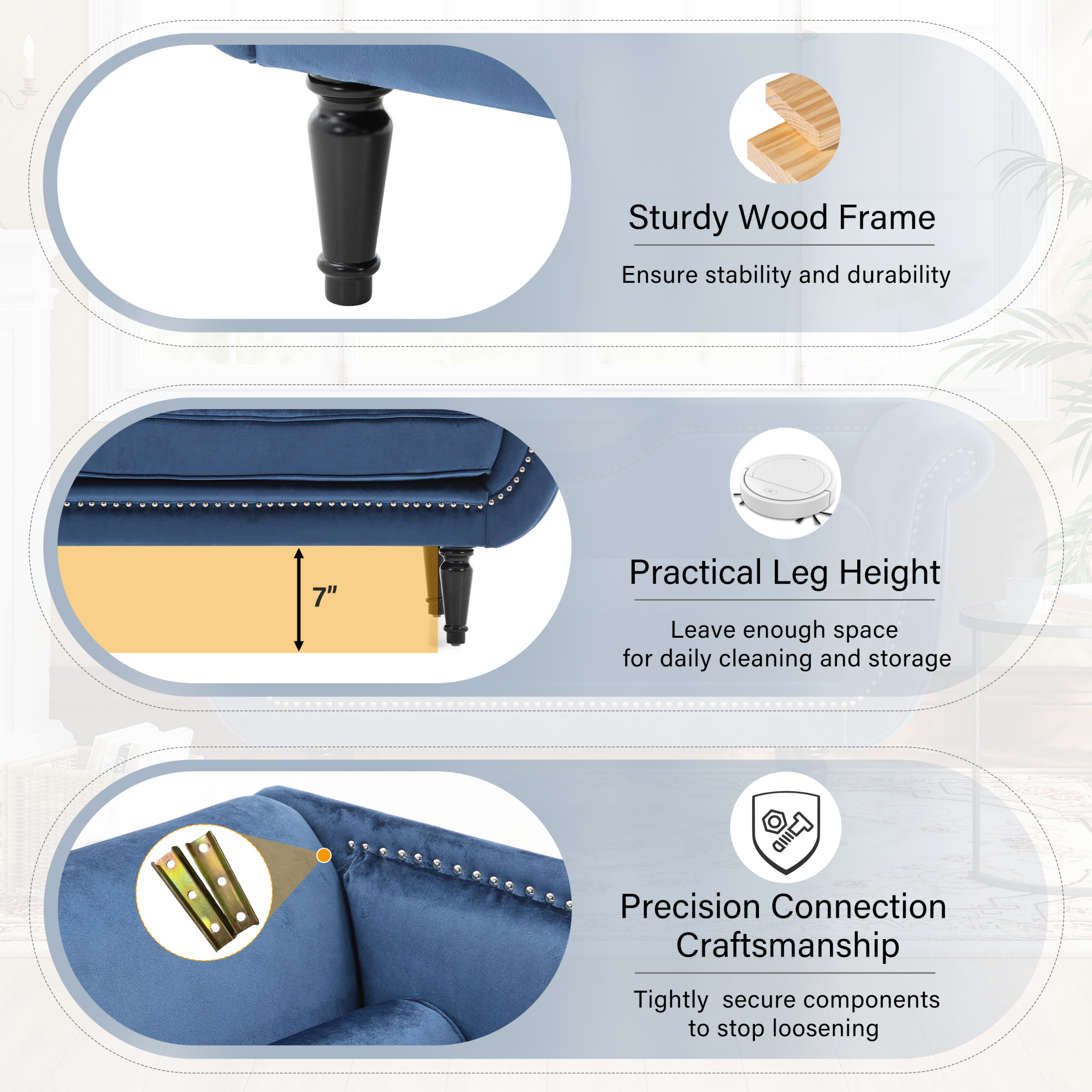 Christopher Knight Home 53" Luxury Velvet Upholstered Bench with Nailhead Trim and Curved Arms, 2 Pillows, Dark Blue