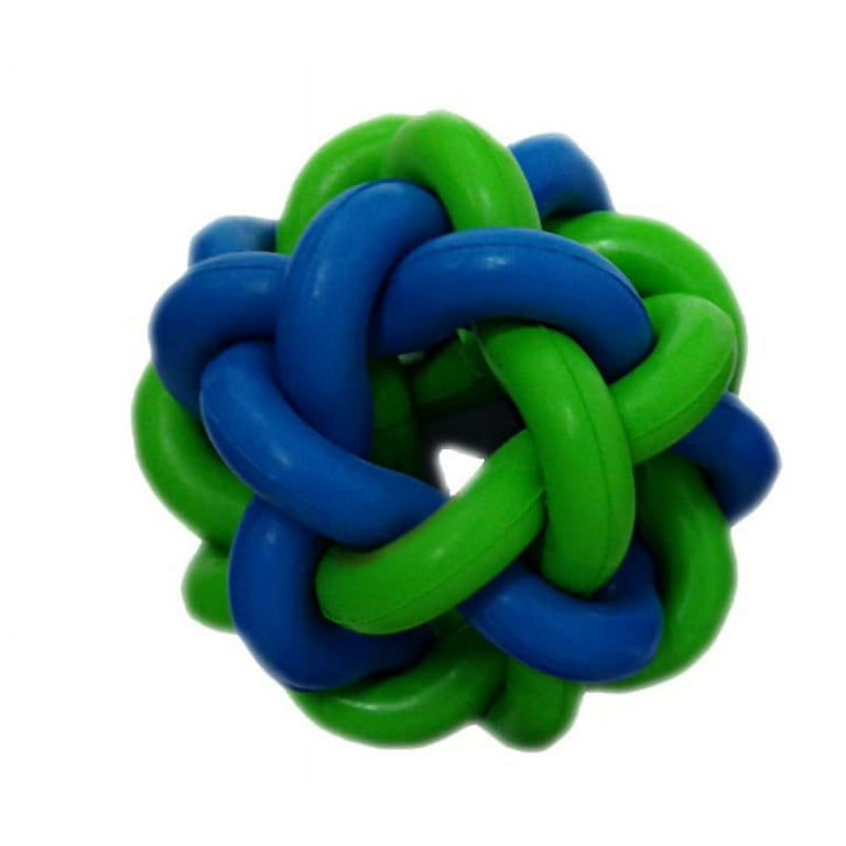 Multipet Nobbly Wobbly Interwoven Ball Rubber Dog Fetch Toy, 4