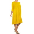 thumbnail image 2 of Women's Plus Size Casual 3/4 Sleeves Basic A-Line Pleated Solid Midi Dress, 2 of 3