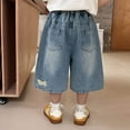 thumbnail image 5 of WERYOUNG Boys Girls Ripped Jeans Spring Summer Versatile Empire Waist Distressed Baggy Straight Wide Leg Pants With Pockets Kids Classic Denim Pants,Blue,2-3 Years, 5 of 7