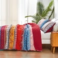 thumbnail image 4 of Juego de edredón WONGS BEDDING, estilo bohemio, tamaño king, con rayas rojas bohemias, 4 of 8