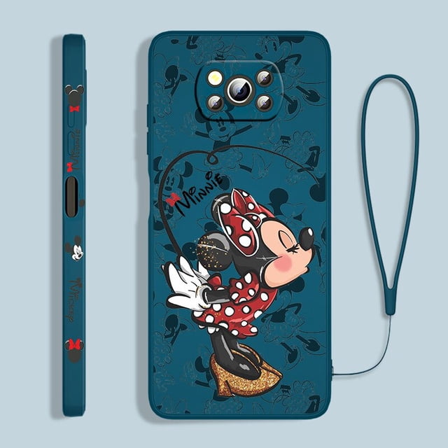 Funda de teléfono con cuerda líquida para Xiaomi, carcasa de Mickey Love, Minnie, Disney, POCO X5, M5, C40, M4, X4, F4, C40, X3, NFC, F3, GT, M4, M3, M2 Pro, C3, 4G, 5G
