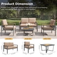 thumbnail image 6 of JXXM 4-Piece Outdoor Patio Conversation Set, Metal Furniture with Cushions & Coffee Table, Brown, 6 of 6