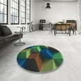 thumbnail image 4 of Ahgly Company Tapis Rond Lavable en Machine Intérieur Transitionnel Vert Canon, 8 Pieds Rond, 4 of 7