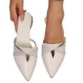 thumbnail image 6 of FRSASU Women's Pointed Toe Slide Mules Backless Leather Slip On Sandals Work office Low Heel Dressy Loafer Shoes Beige, 6 of 9
