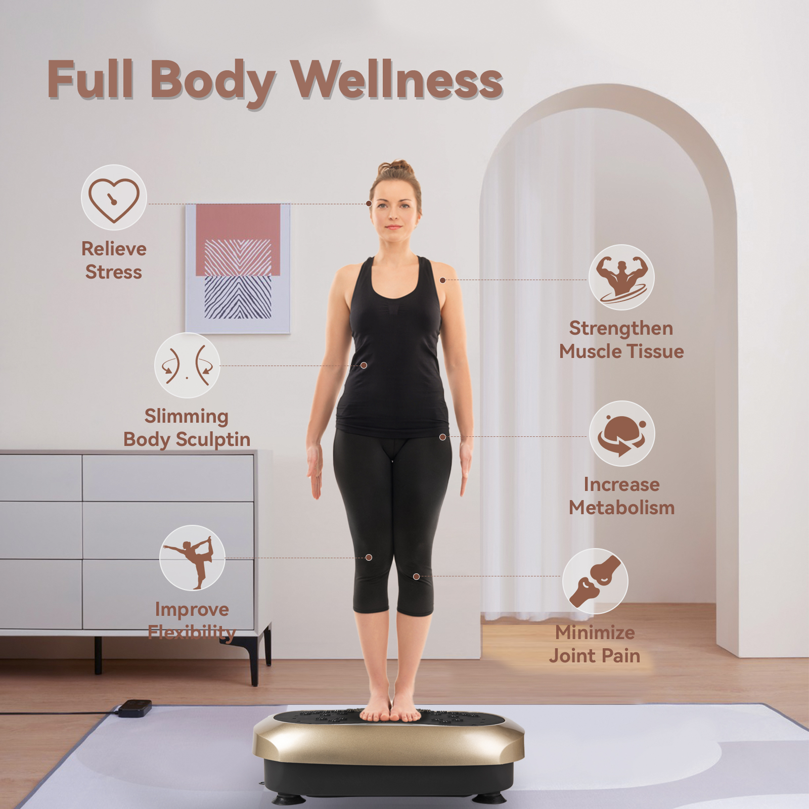 SOGES Vibration Plate Exercise Machine With Resistance Bands - Whole Body Vibration Platform For Weight Loss & Fitness