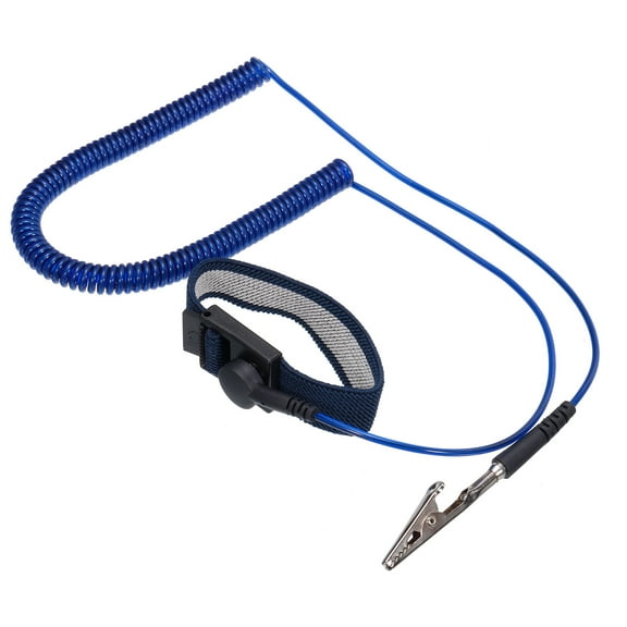 Uxcell ESD Anti Static Wrist Strap 6ft PU Adjustable Antistatic Bracelet Set Wired Computer Electronics Repair Blue