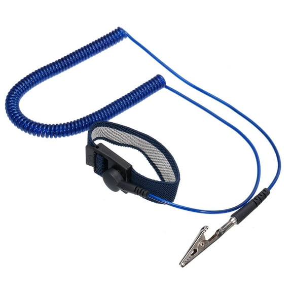 Unique Bargains ESD Anti Static Wrist Strap 6ft PU Adjustable Antistatic Bracelet Set Wired Computer Electronics Repair Blue