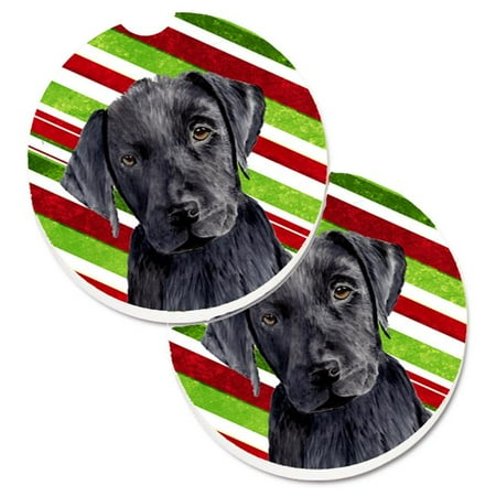 

Labrador Candy Cane Holiday Christmas Set of 2 Cup Holder Car Coaster
