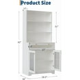 thumbnail image 2 of 62" Pantry Cabinet, 6-Tier Freestanding Tall Cupboard Storage Unit with 1 Drawer, 2 Cabinets, 3 Open Shelves, Glass Doors, Coffee Bar Storage organizer for Kitchen Dining Room Living Room, 2 of 9