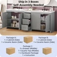 thumbnail image 4 of Christopher Knight Home 84" Double Sink Bathroom Vanity Cabinet with Quartz Countertop and Ceramic Sinks, Gray, 4 of 10
