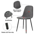 thumbnail image 4 of Tesnus Dining Chairs Set of 4 Dark Grey Fabric Upholstered with Metal Legs for Dining Room, 4 of 9