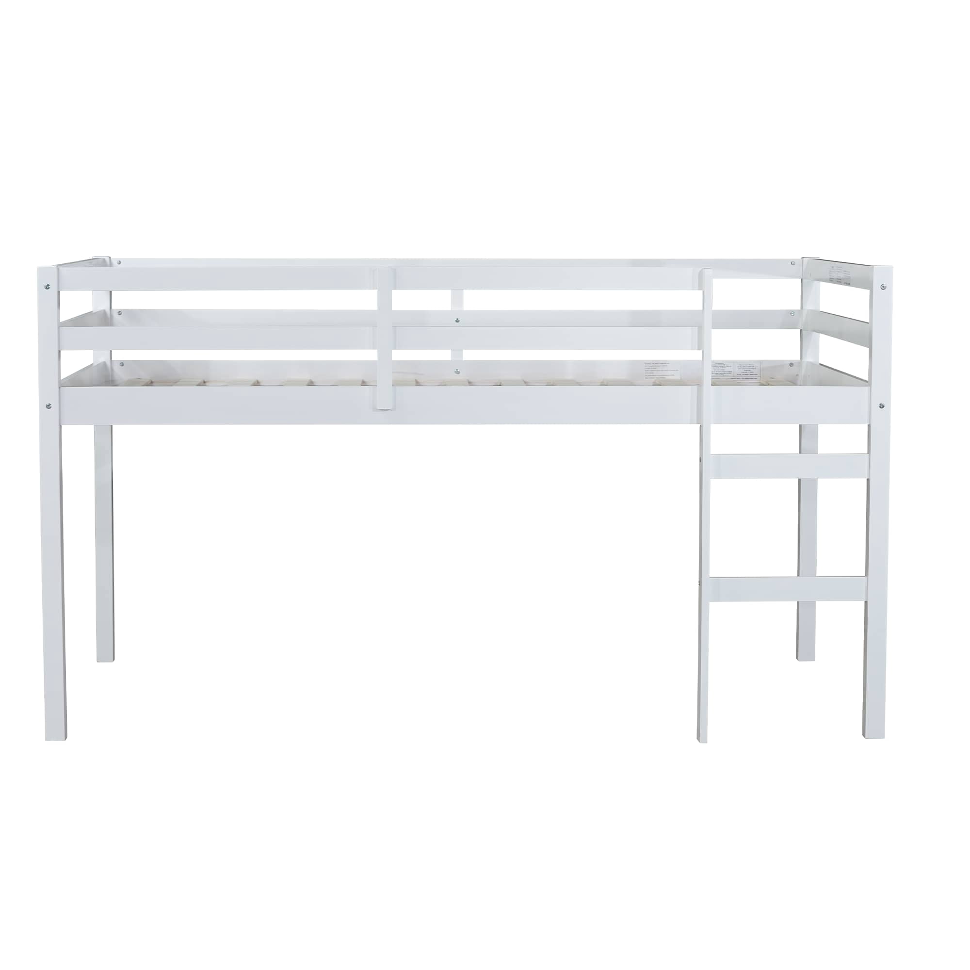 MAYEERTY Twin Loft Bed, with Ladder, Bed Platform of Strengthened Slats , White