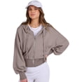 thumbnail image 4 of Female Zip Up Hoodies Cropped Sweatshirts Casual Comfy Cute Zip Jackets Fashion Trendy Fall Outfits Light Brown S, 4 of 9