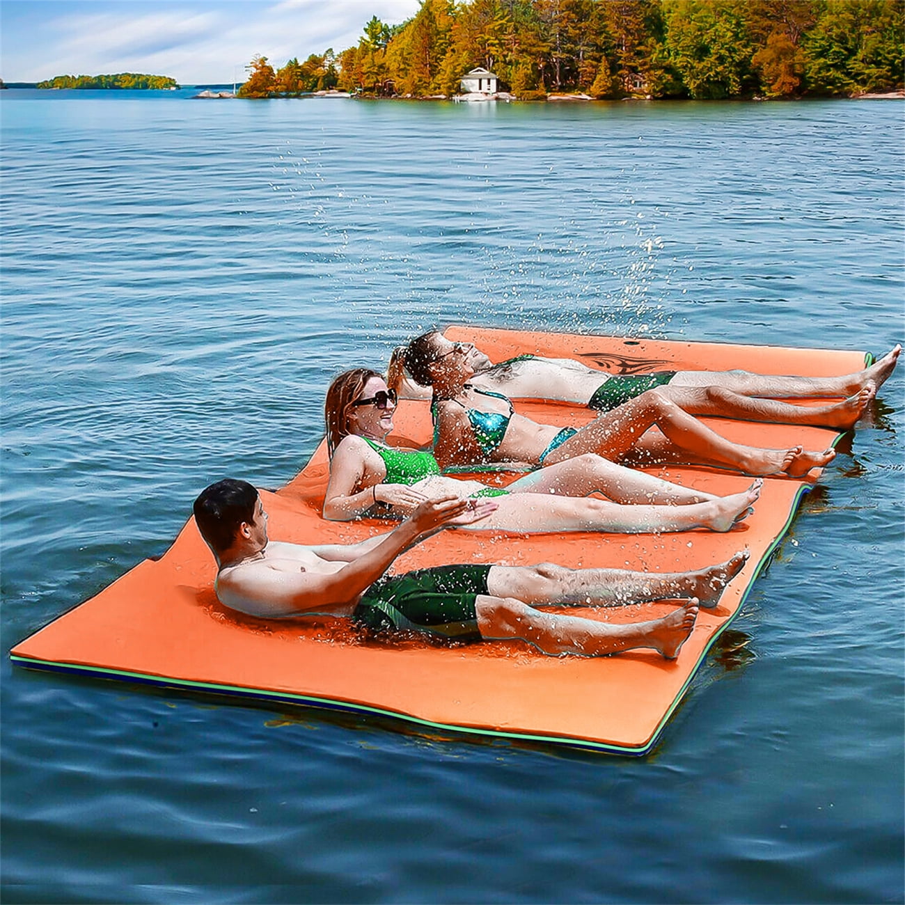 12.8x5ft Floating Water Pad Float Sport Mat Island Beach Lake Pool Utility Mats 