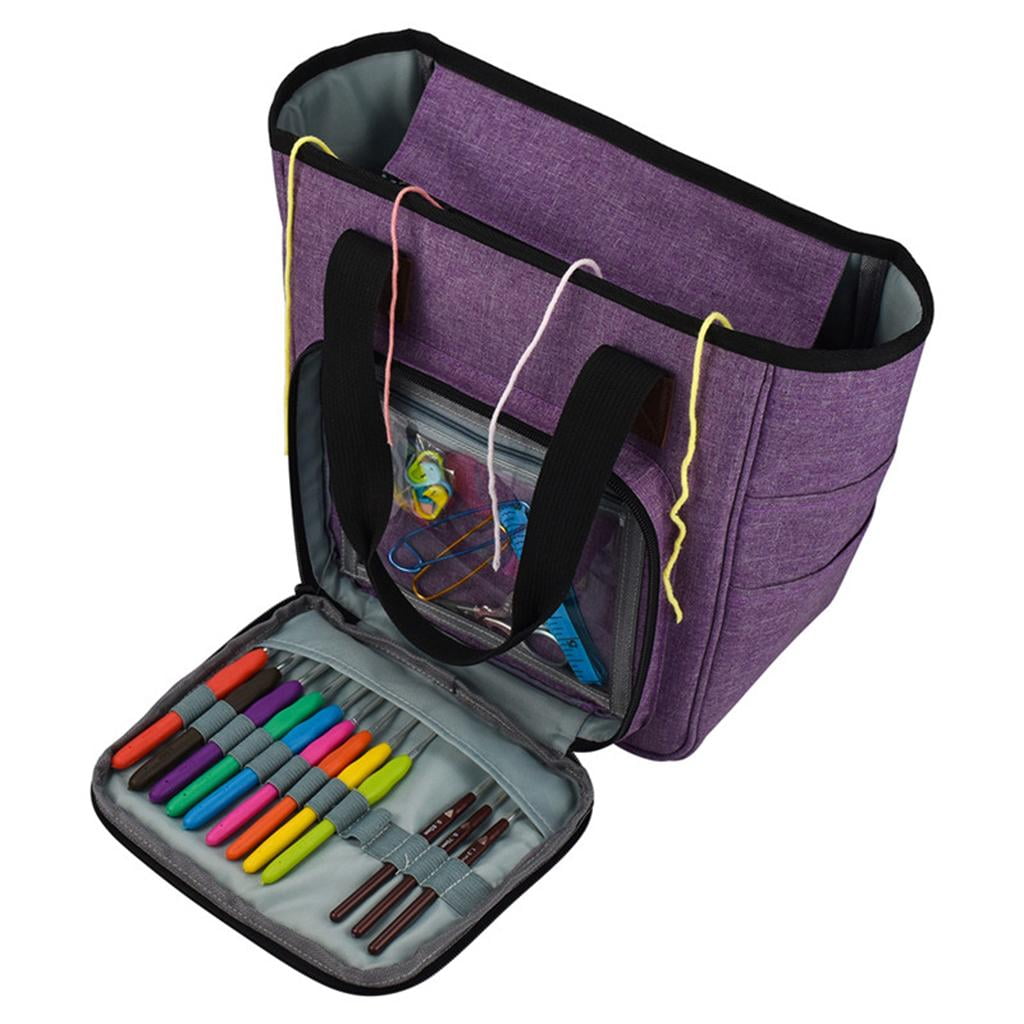 HOMYL Knitting Bag, Yarn Tote Organizer with Divider for Crochet Hooks, Knitting , and