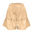 thumbnail image 5 of RYRJJ Womens Casual Wide Leg Shorts Elastic High Waisted Cute Ruffle Hem Casual Summer Beach Shorts with Pockets(Beige,S), 5 of 7