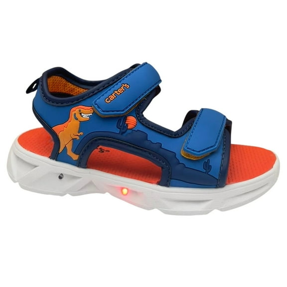 Carter's Little Boys Open Toe Sandals Size 11 Blue Orange Light-up Adjustable