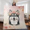 thumbnail image 2 of Happy Mother's Day Siberian Husky with Flower Crown and Greeting Card Quilt Blanket Husky Dog Lover Gifts Cozy Comforter Throw Blanket - 13004, 2 of 5