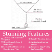 Cate & Chloe Tatum 18k White Gold Plated Pearl Pendant Necklace with Swarovski Crystal for Women