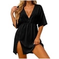 thumbnail image 2 of XiYing Robes d'Été pour Femmes, Robe de Plage Décontractée Ample pour Femmes, Design Fluide à Taille à Manches Courtes avec Lien au Dos, Couvre-Bikini de Vacances, S-TTG,, 2 of 7
