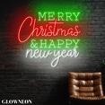 thumbnail image 2 of Glowneon Merry Christmas & Happy New Year Neon Sign, Holiday Wall Art, 2 of 5
