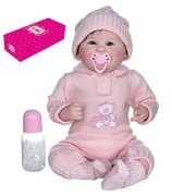 Decdeal Dolls 22 Inch Lifelike Weighted Baby Realistic Vinyl Silicone Doll with Penguin Outfit
