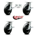 thumbnail image 2 of 8 Inch Kingpinless Phenolic Wheel Caster Set 4 Brakes 2 Swivel Locks SCC, 2 of 2