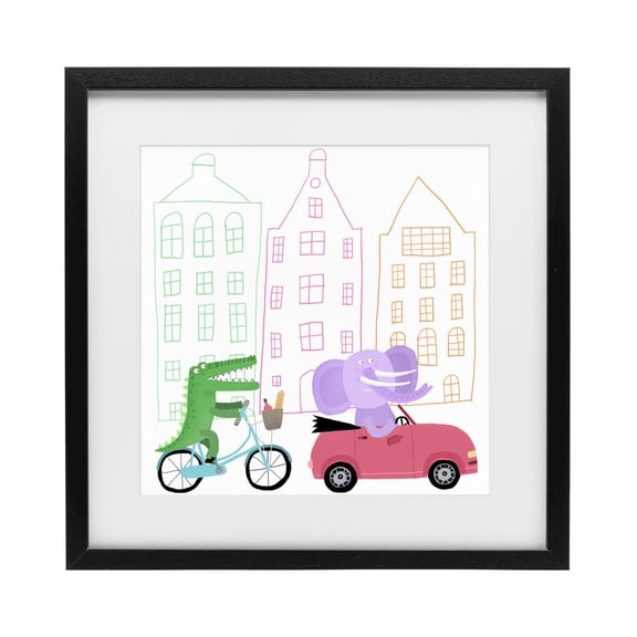 Stupell Industries Modern Amsterdam Buildings & Animals Black Framed Print Under Glass, 13 x 13, by Carla Daly