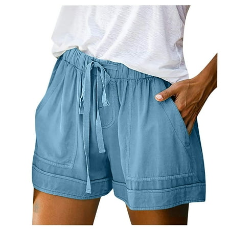 VMESZQFG Athletic Shorts for Women Workout Tan Shorts Women New Women s High Waist Elastic Lace Up Shorts In Summer Womens Cotton Underwear Boy Shorts Blue