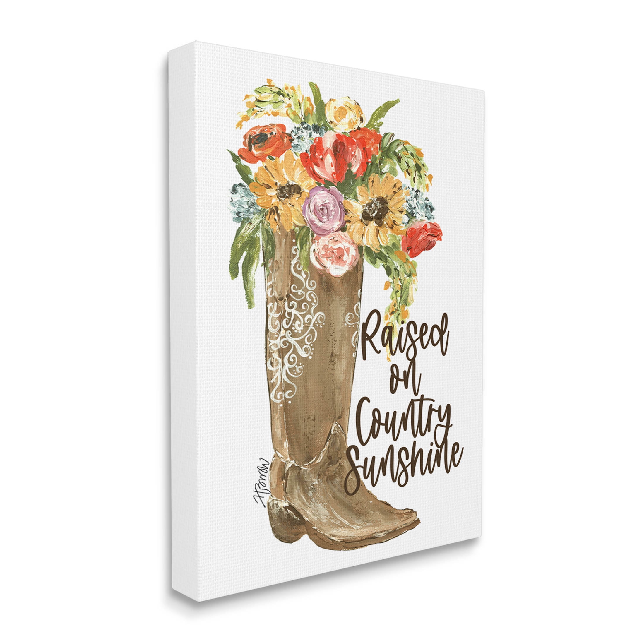 Raised On Country Sunshine Bouquet Botanical & Floral Graphic Art Gallery Wrapped Canvas Print Wall Art