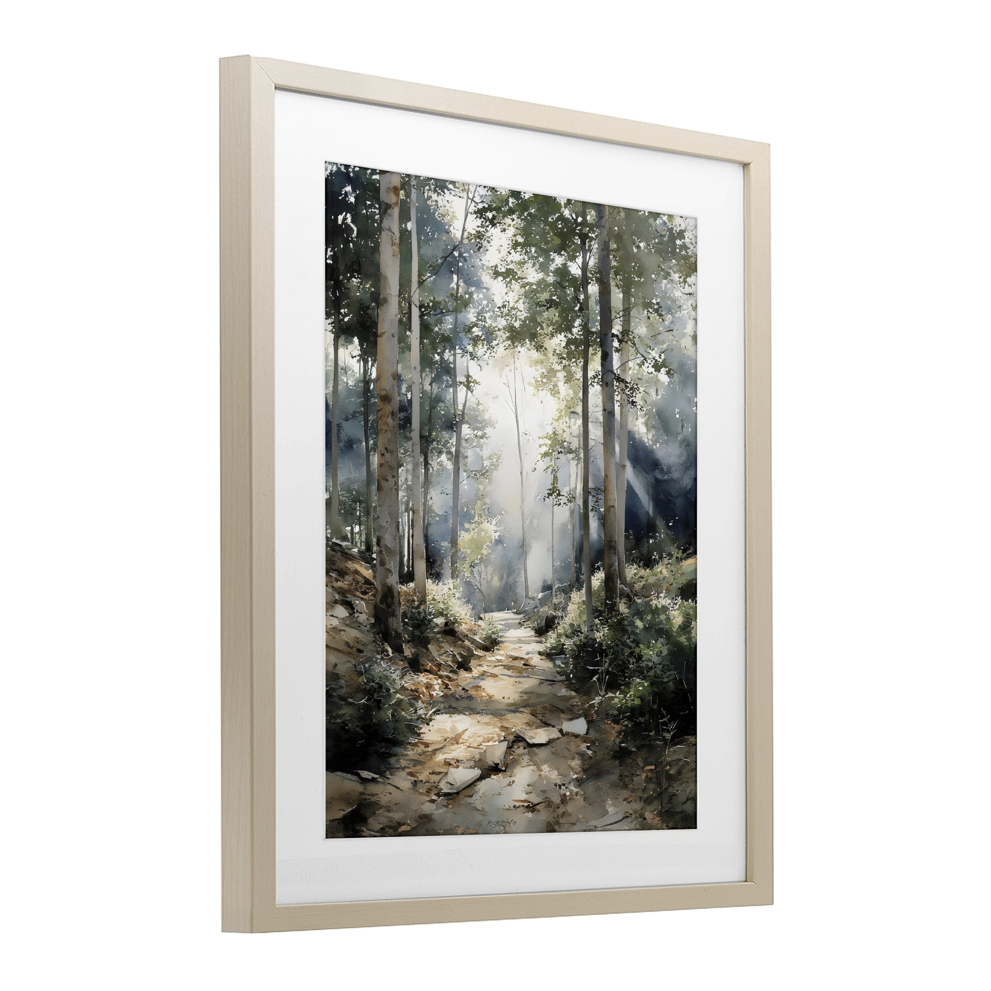 Stupell Industries Through The Woods Pathway Birch Framed Print Under Glass, design by Franklyn Gregory