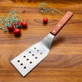 thumbnail image 3 of Stainless Steel Metal Spatula Burger Turner Spatula,Burger Turnpers,Solid Cooking Spatula,Perforated Cooking Spatula and Griddle Spatula,Hamburger Turner with wooden handle for Barbecue, Steak, Pizza, 3 of 7
