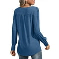 thumbnail image 6 of VDJ Blouses for Women Casual Round Neck Pleated Tunic Dressy Tops Long Sleeve Lightweight Soft Blue Tee Size L, 6 of 6