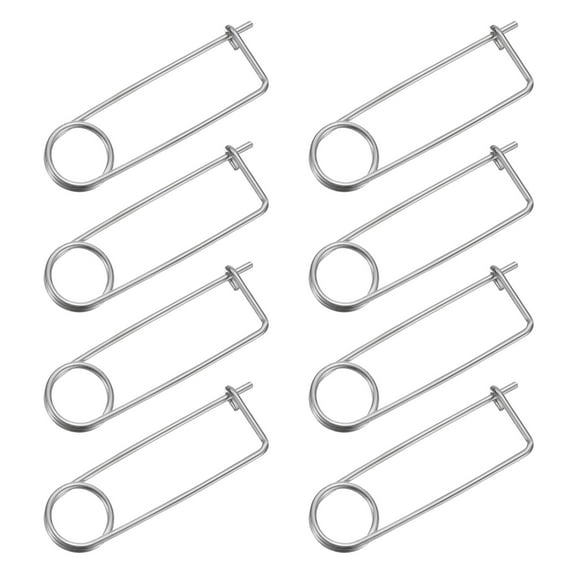 8 Pack Brooch Shape Cotter Safety Pins, 0.12x2.48 Inch Zinc-Plated Carbon Steel Quick Lock Fastener for Farm, Lawn, Garden Hitch